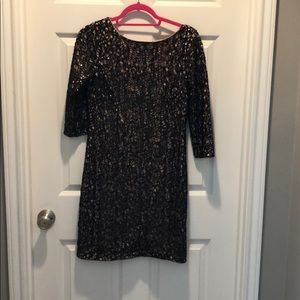 Black and nude sequin dress
